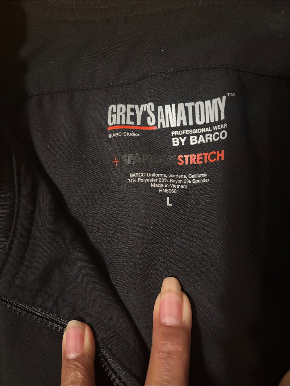 Grey's Anatomy Black Stretch Scrub Jacket Uniform Top by Barco - Picture 2 of 9